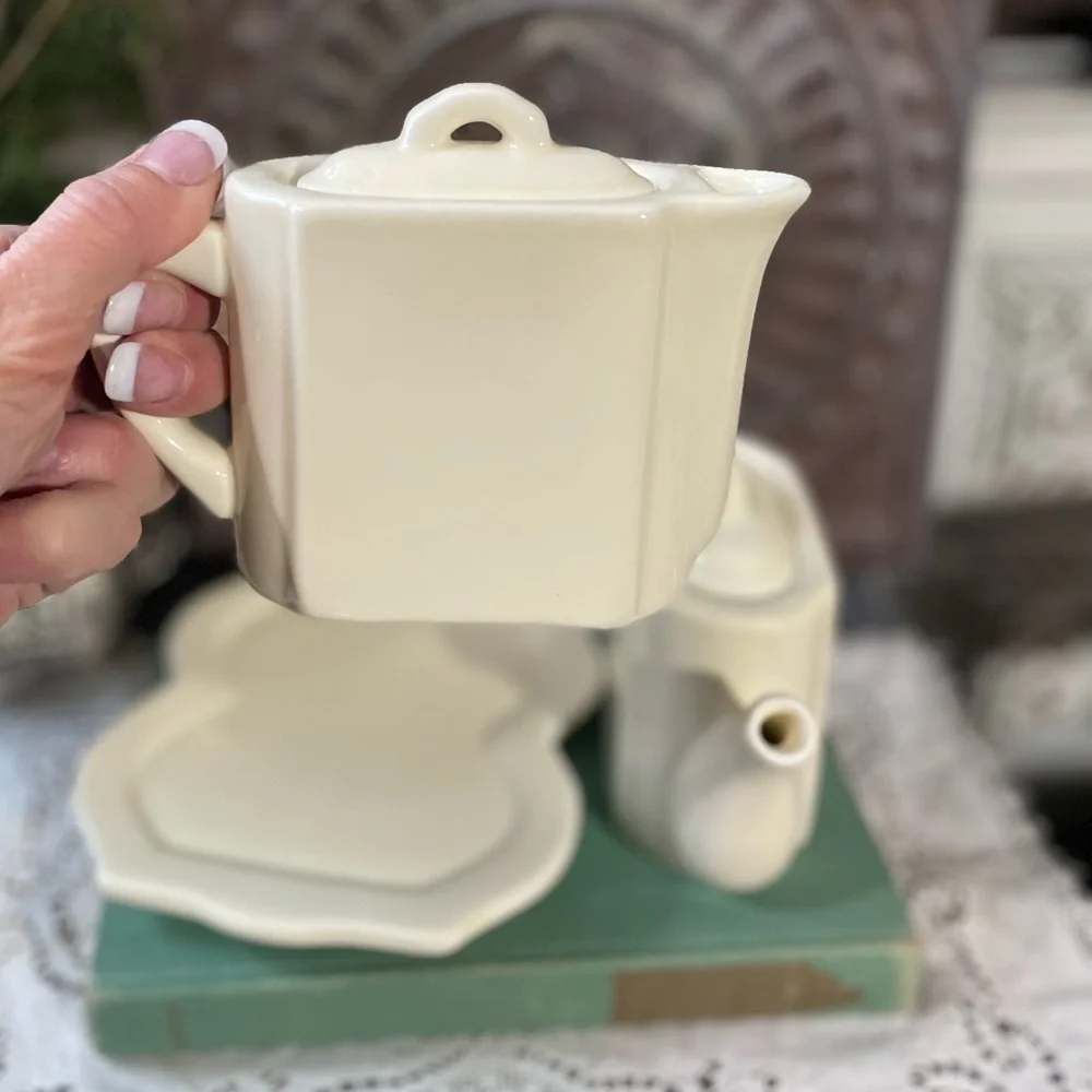 Restoration Hardware ceramic mini teapots creamer pitcher tray French Country